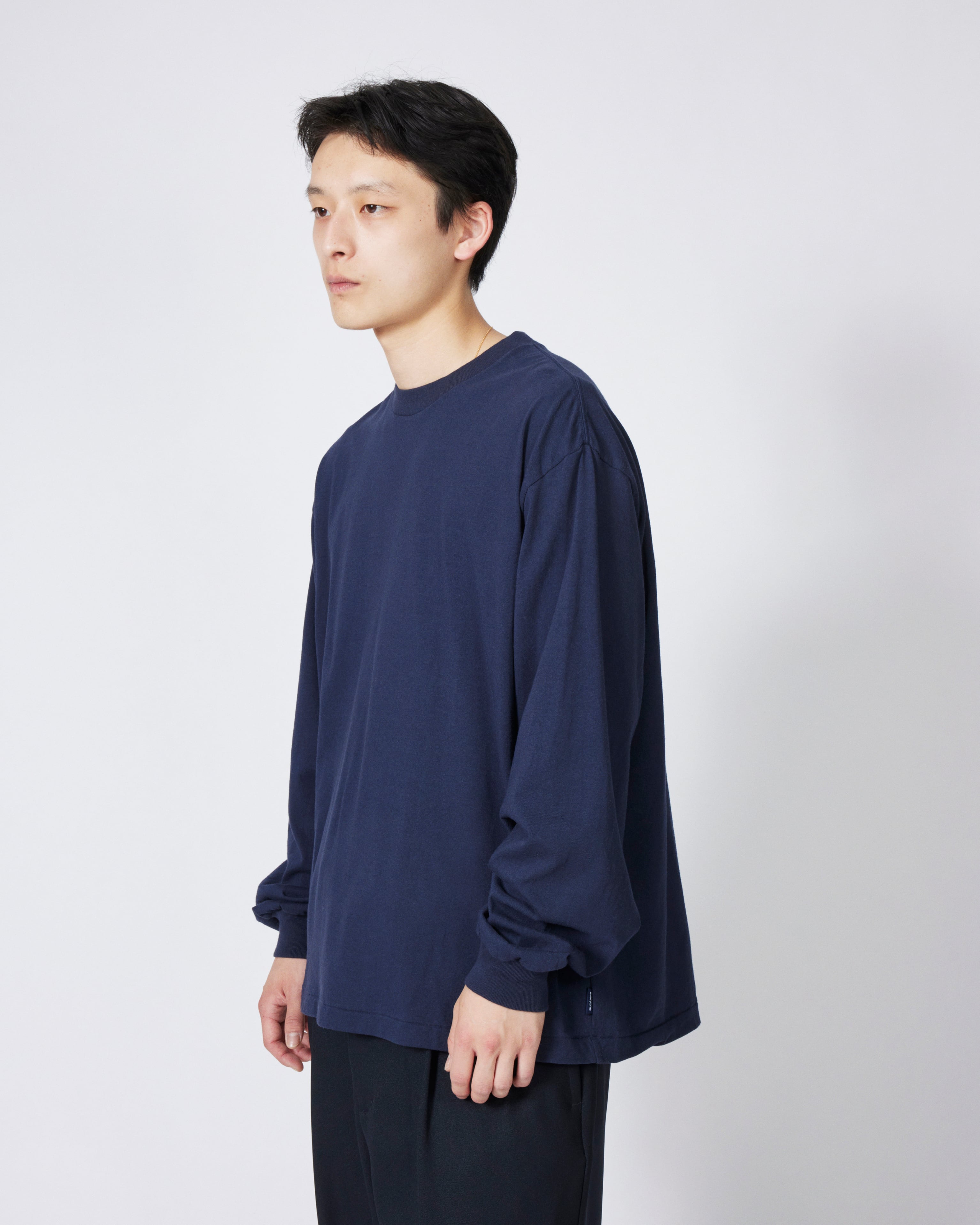 everyone american cotton long sleeve tee shirt (NAVY) | everyone