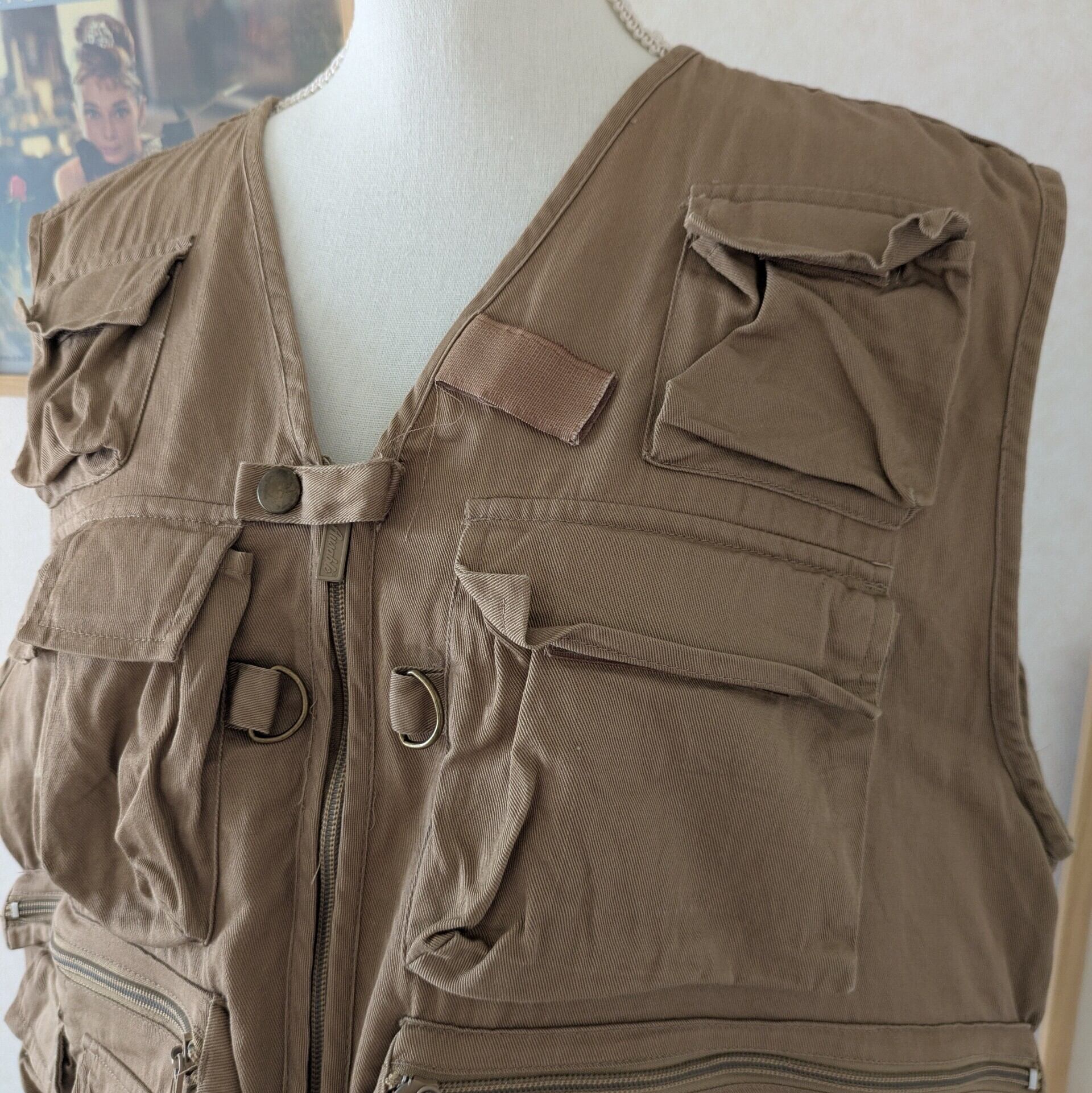 Ausable】 フィッシングベスト ベージュ サイズXL レディース古着