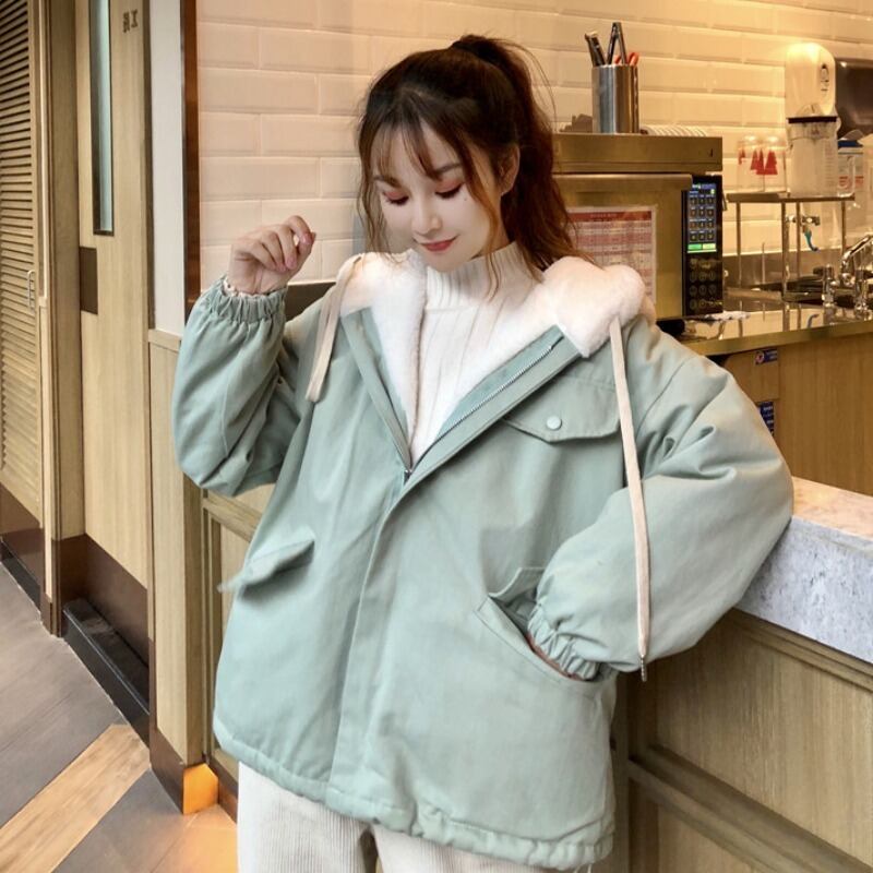 ルーズショートフードジャケット ウィンターレディース コットン 冬物 萌量不足81379561107