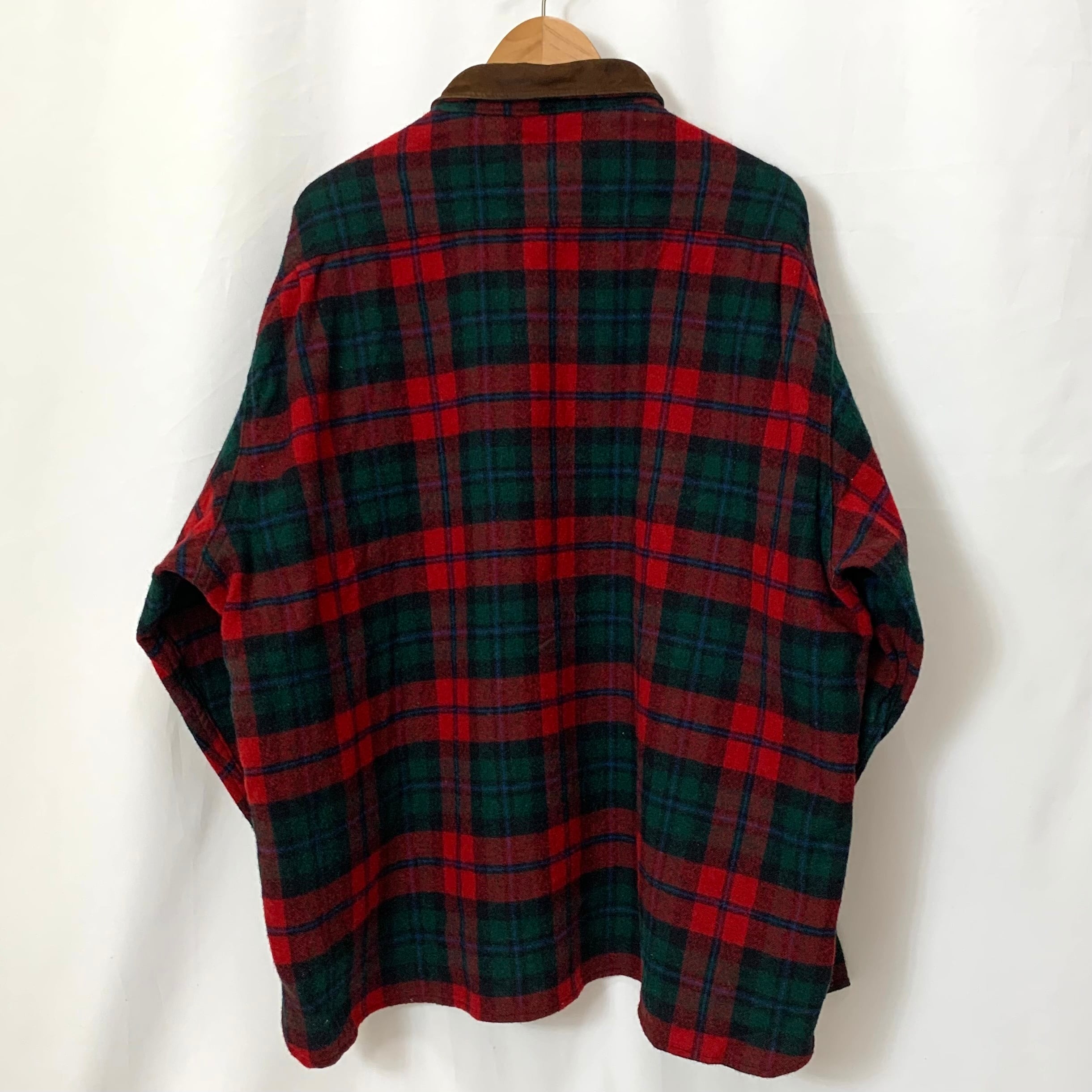 vintage old 80s Woolrich Leather Switching Wool Check Shirt ウール