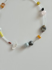 Multi Stone Clear Beads Necklace［BZN35］
