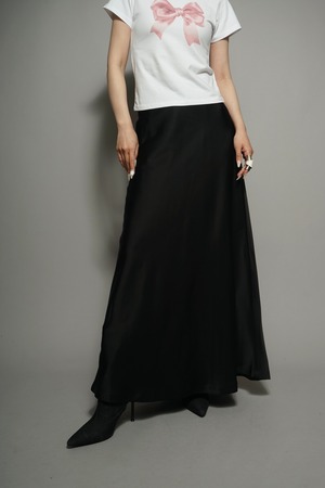 SATIN FLARE MAXI SKIRT  (BLACK) 2402-63-51