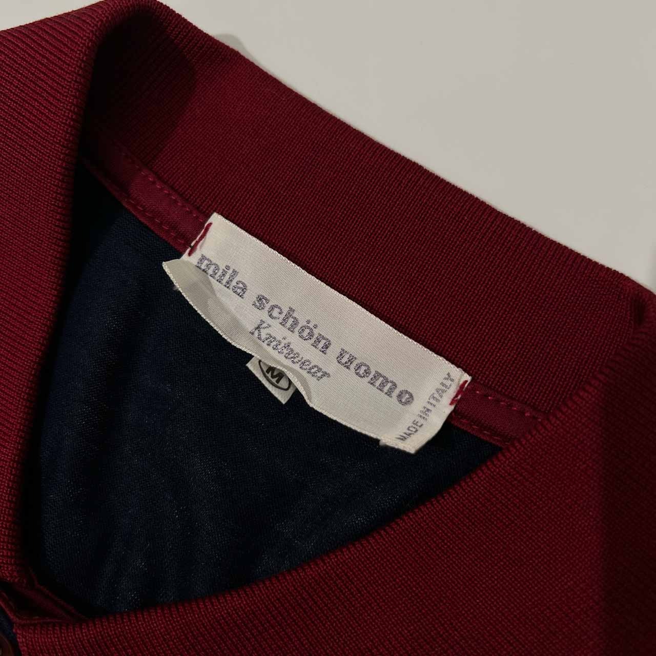 イタリア製 mila schon uomo ミラショーン ネイティブ 柄入り 天竺 半袖 ポロシャツ サイズ M /オールド/ビンテージ