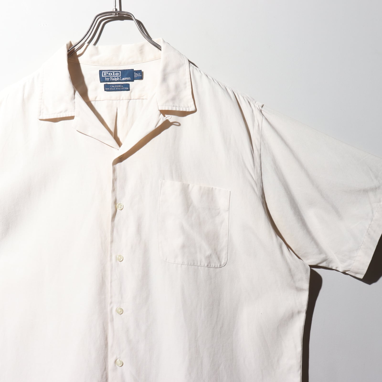 XL 完全無地 シルクコットン 生成り白 Caldwell ポロラルフローレン  