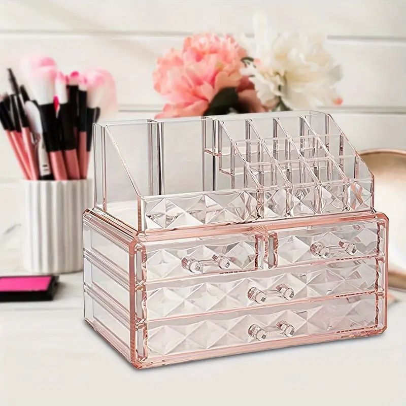 化粧品収納ケース 化粧品 収納 お洒落 ピンク クリア モダン 綺麗 SNS