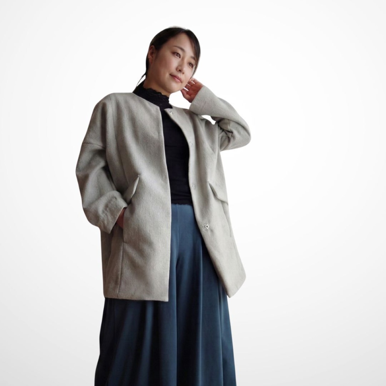 型紙 lady'sノーカラーコート ML-045-00FD