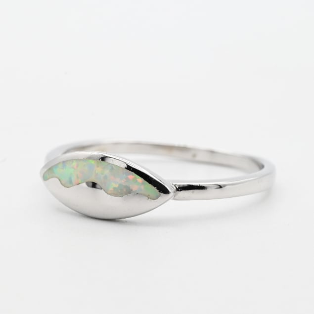 White Opal Inlay Ellipse Top Ring #18.5 / Denmark
