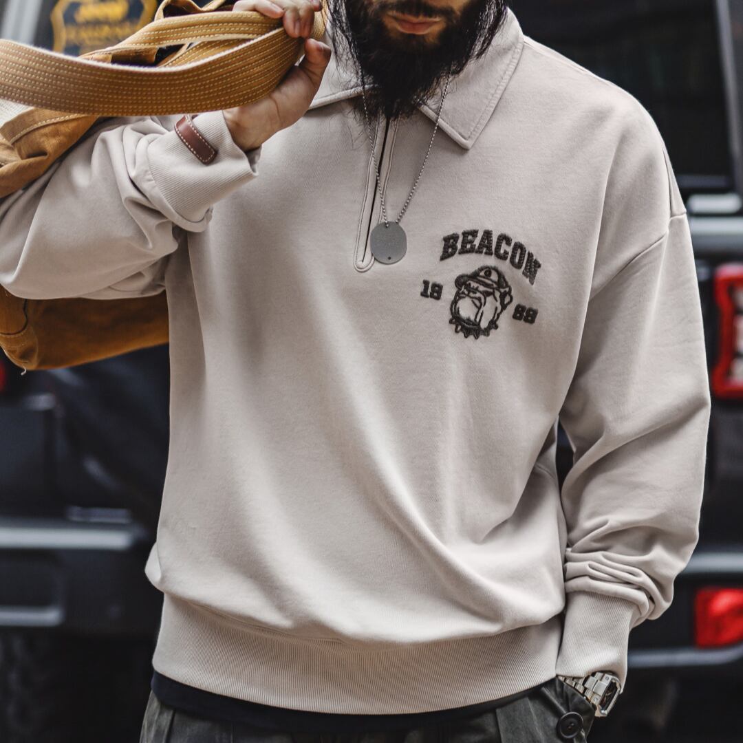 ハーフジップアップボックスシャツ A19190