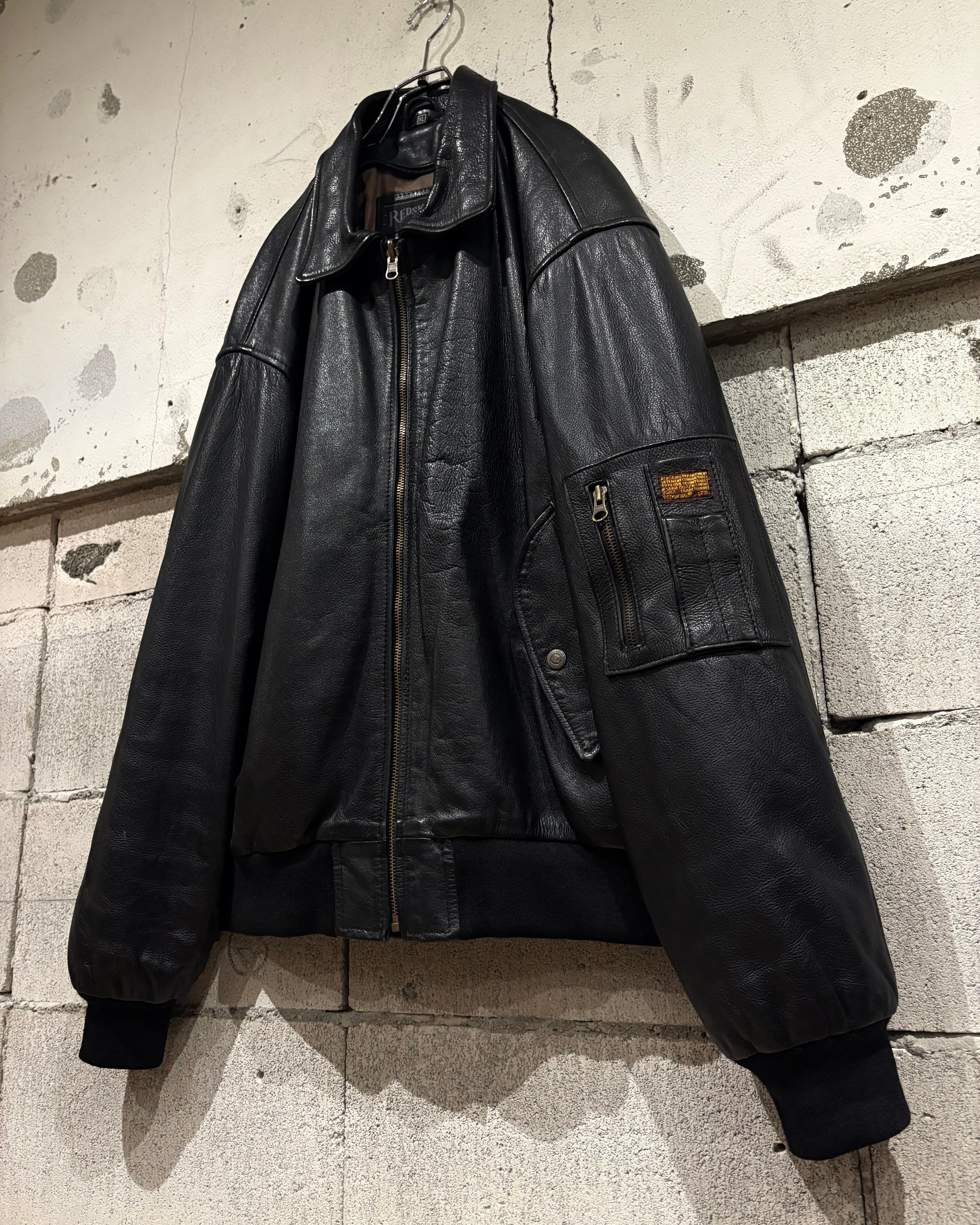 Caka otto】 “Redskins” Flight Detail Vintage Leather Jacket | Caka
