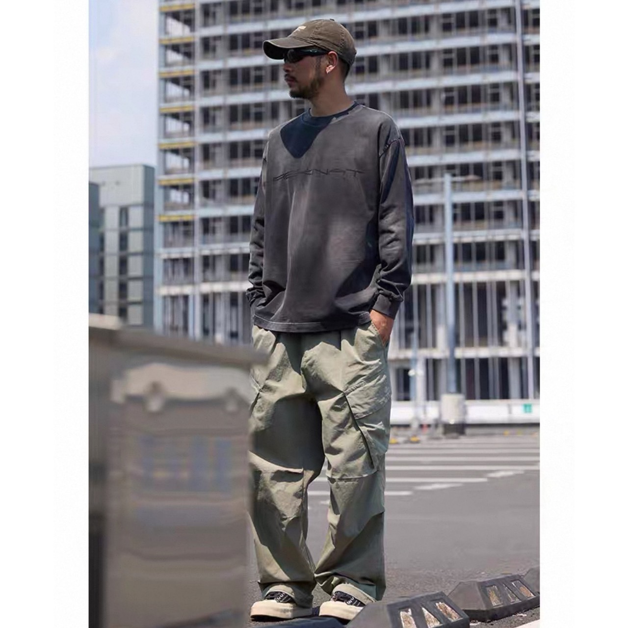 Washed logo long sleeve tee 1054 - 5