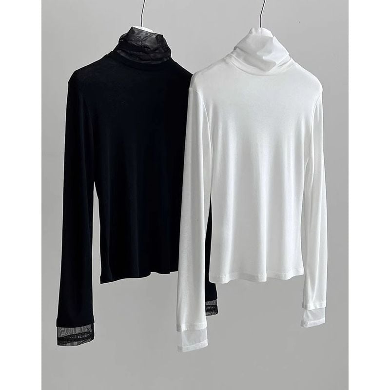 裾レースハイネックシアーカットソー 202217 | coto.meki