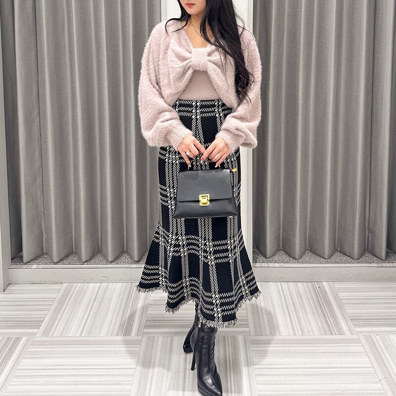 リボン風レイヤードニット レディース フェミニン リボン 2点セット