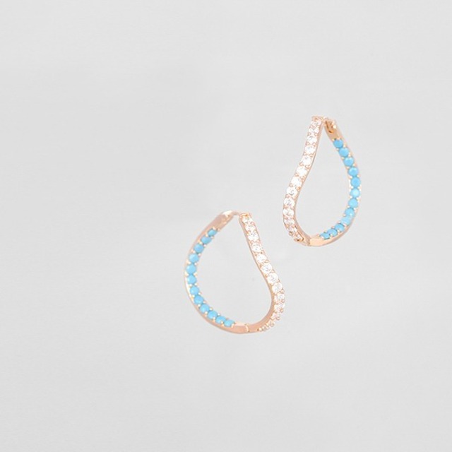 Azure Wave Turquoise&Crystal Ring Earrings