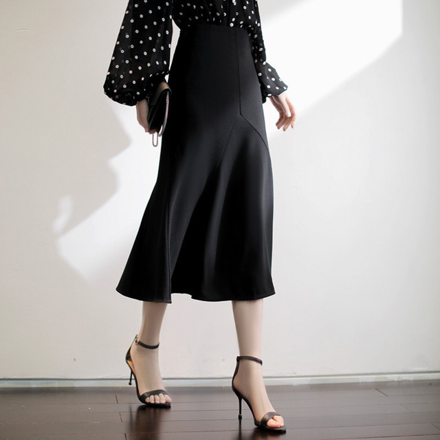 High waist elegant front stitch mermaid skirt ( 2color )