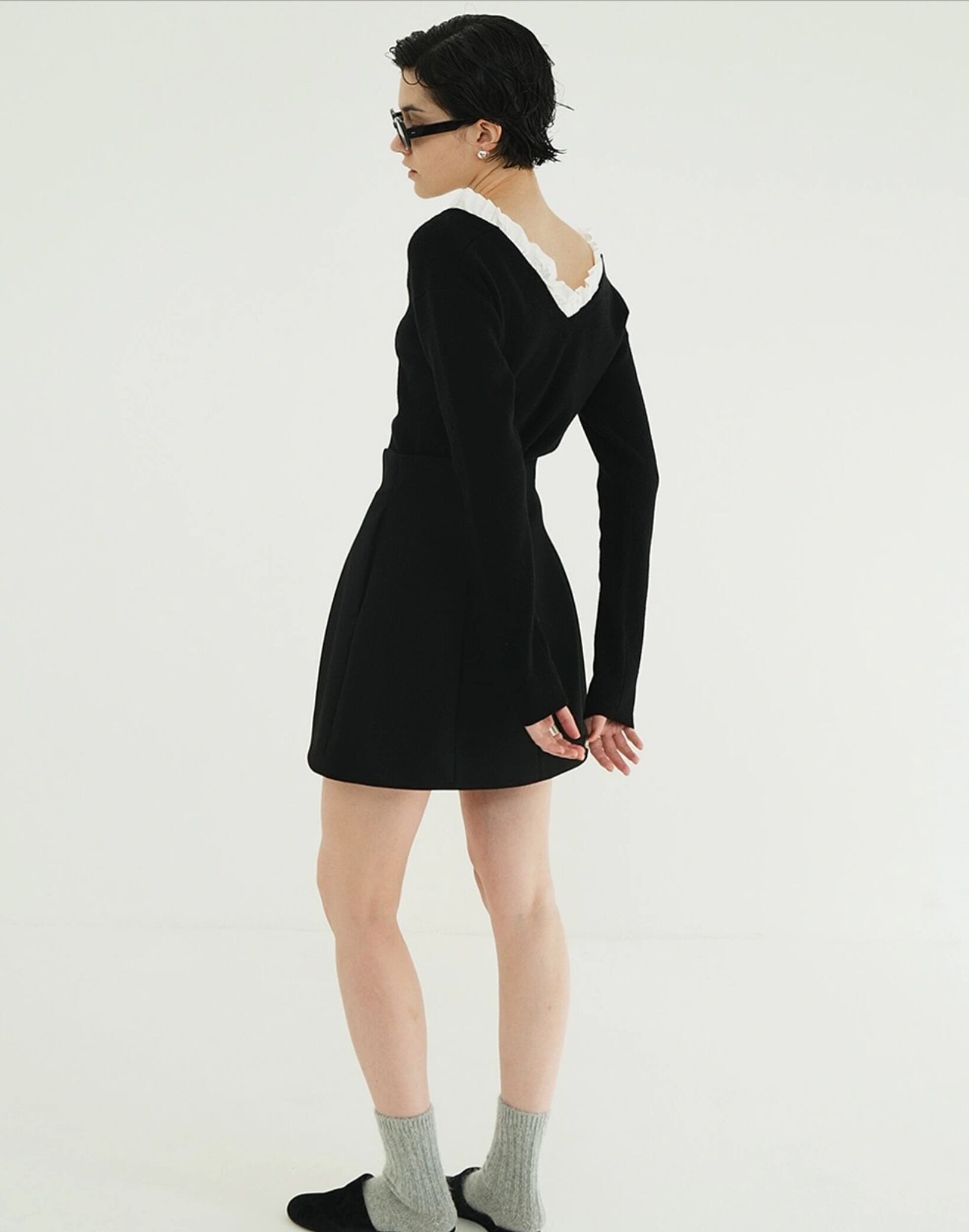 CLANE FRILL V NECK KNIT TOPS | FLICKA ASHIYA