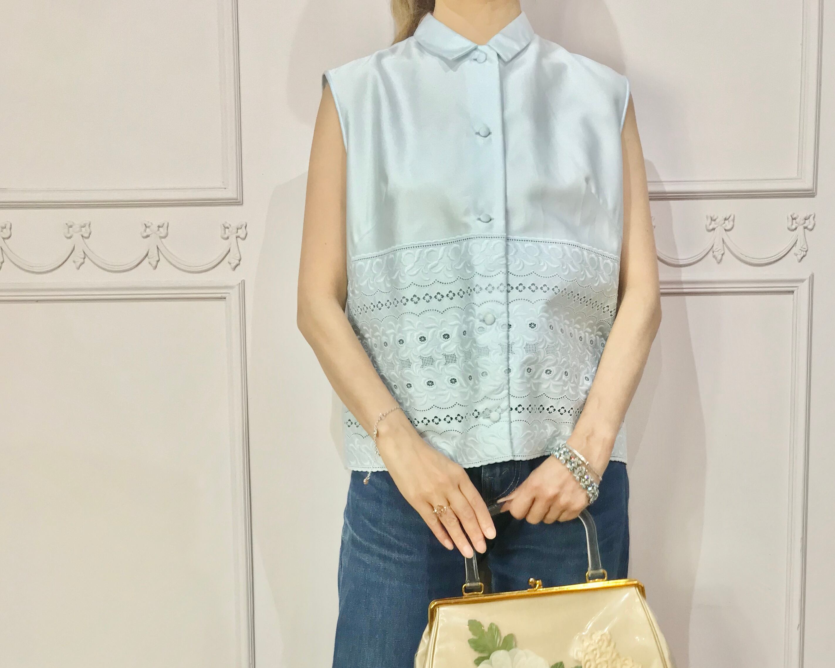 スモーキーブルーブラウスlot20402