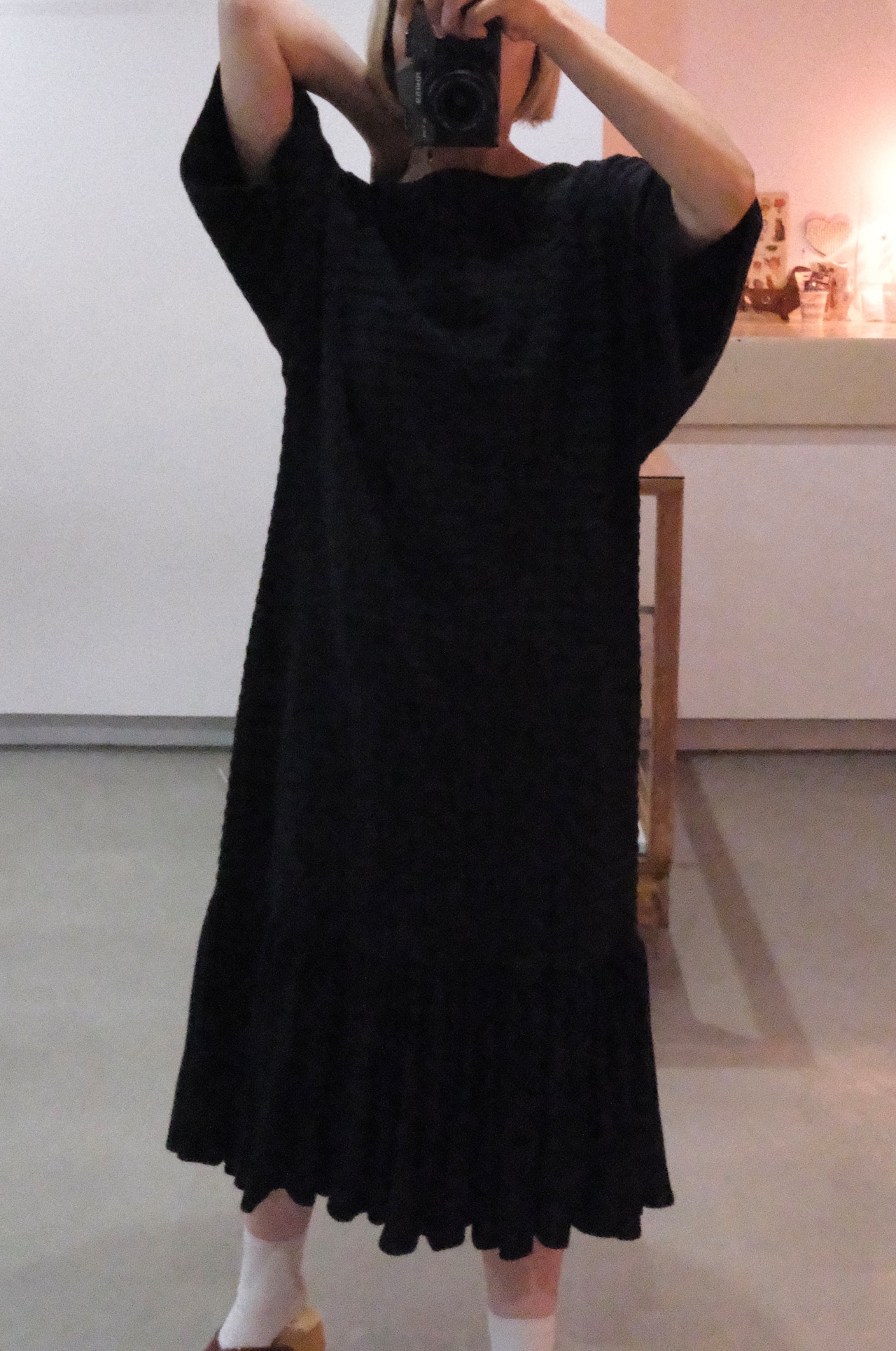 Vuokko ribbed jersey frilled hem dress