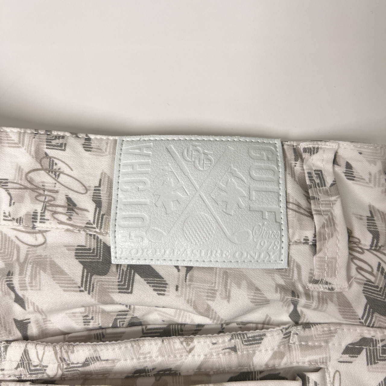 GOTCHA GOLF ガッチャゴルフ 総柄 ストレッチ スラックスパンツ XL/ホワイト