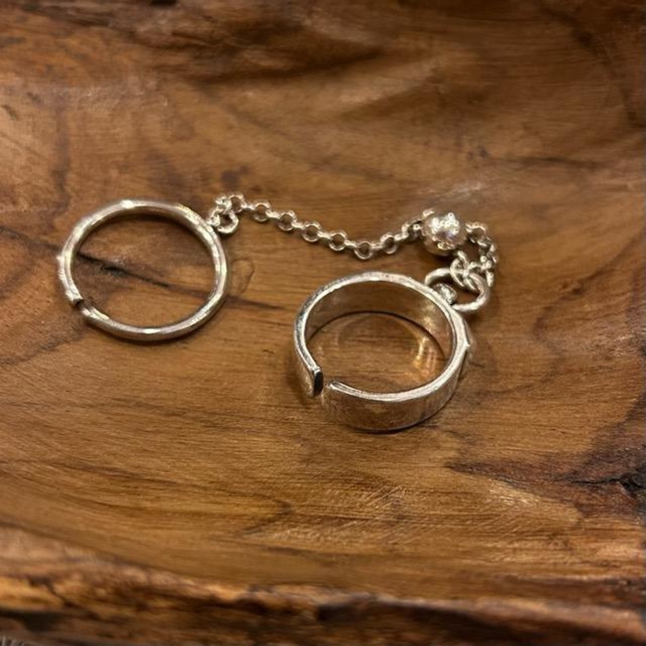 TOPANGA Jewelry Silver Twin Chain Ring Size 12 13 Silver Twin Chain Ring Ring Accessory Present Simple Silver Double Gift Twin Chain