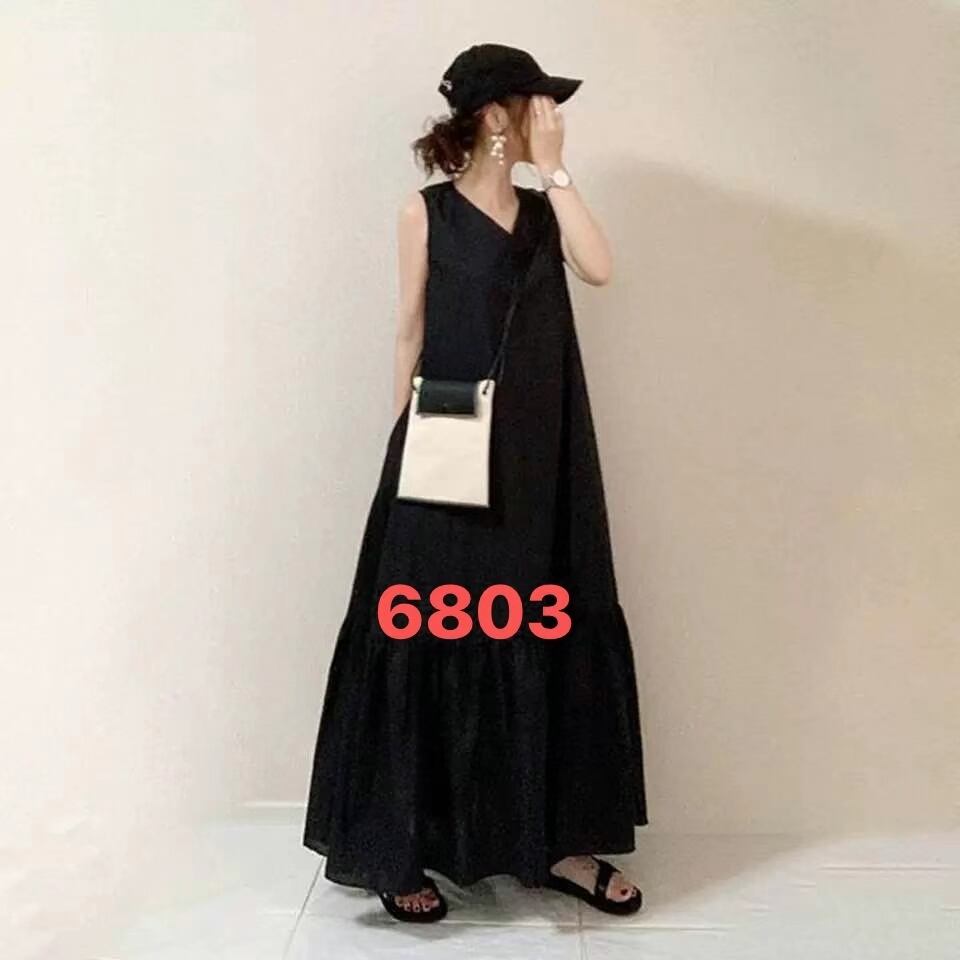 胸下切替Vネックタンクワンピース　AJ22263-6803