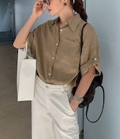 涼やかリネンロールアップシャツ