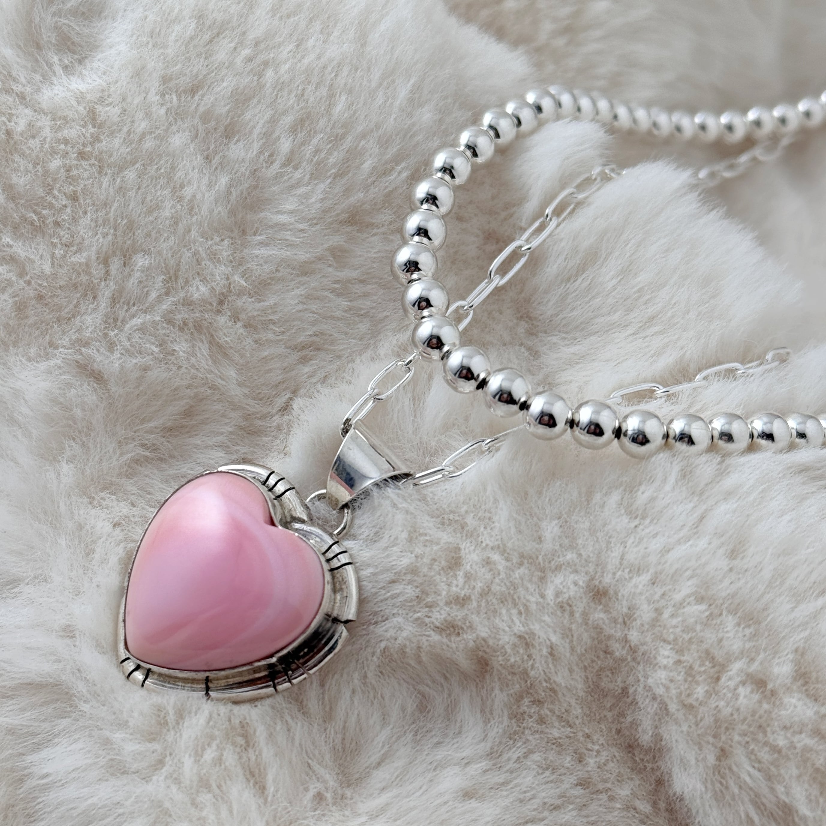 Indian Jewelry 》一点物 BIG ハート コンクシェル ペンダント