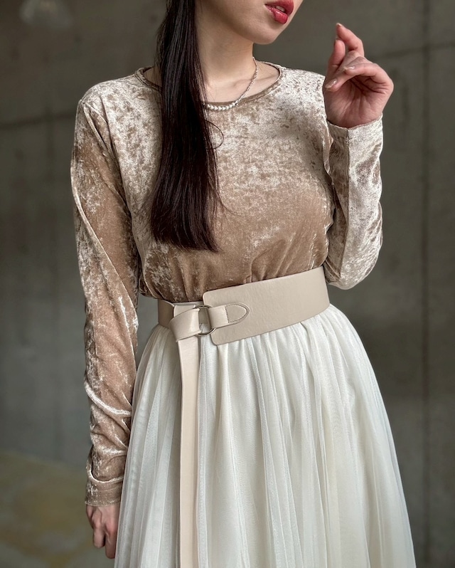 【即納】 シアーベロアクルーネックtops【ベージュ】