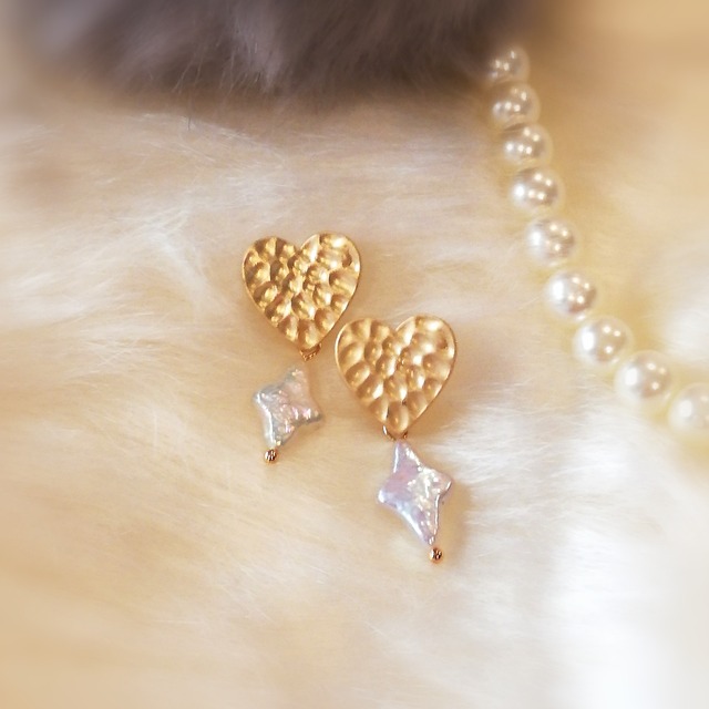 gold pearl pierce 【p022】