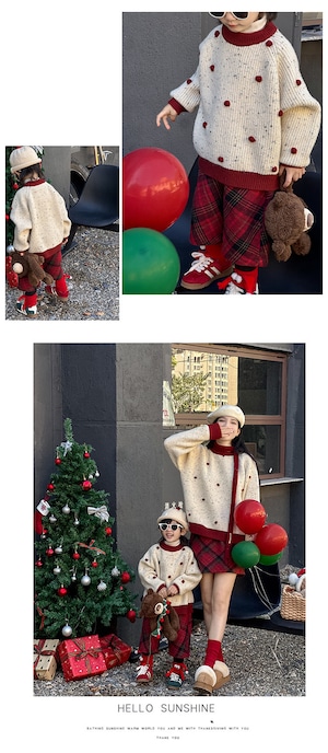 〈kids/ 90-140size〉Dot & Plaid Ensemble /トップス