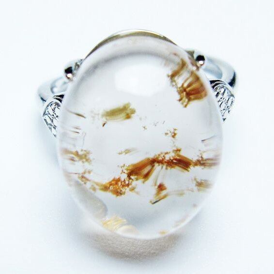 ガーデンクォーツ 指輪 ガーデン水晶 リング フリーサイズ 14号 一点物 メール便可 [M便 1/20] 115-6892