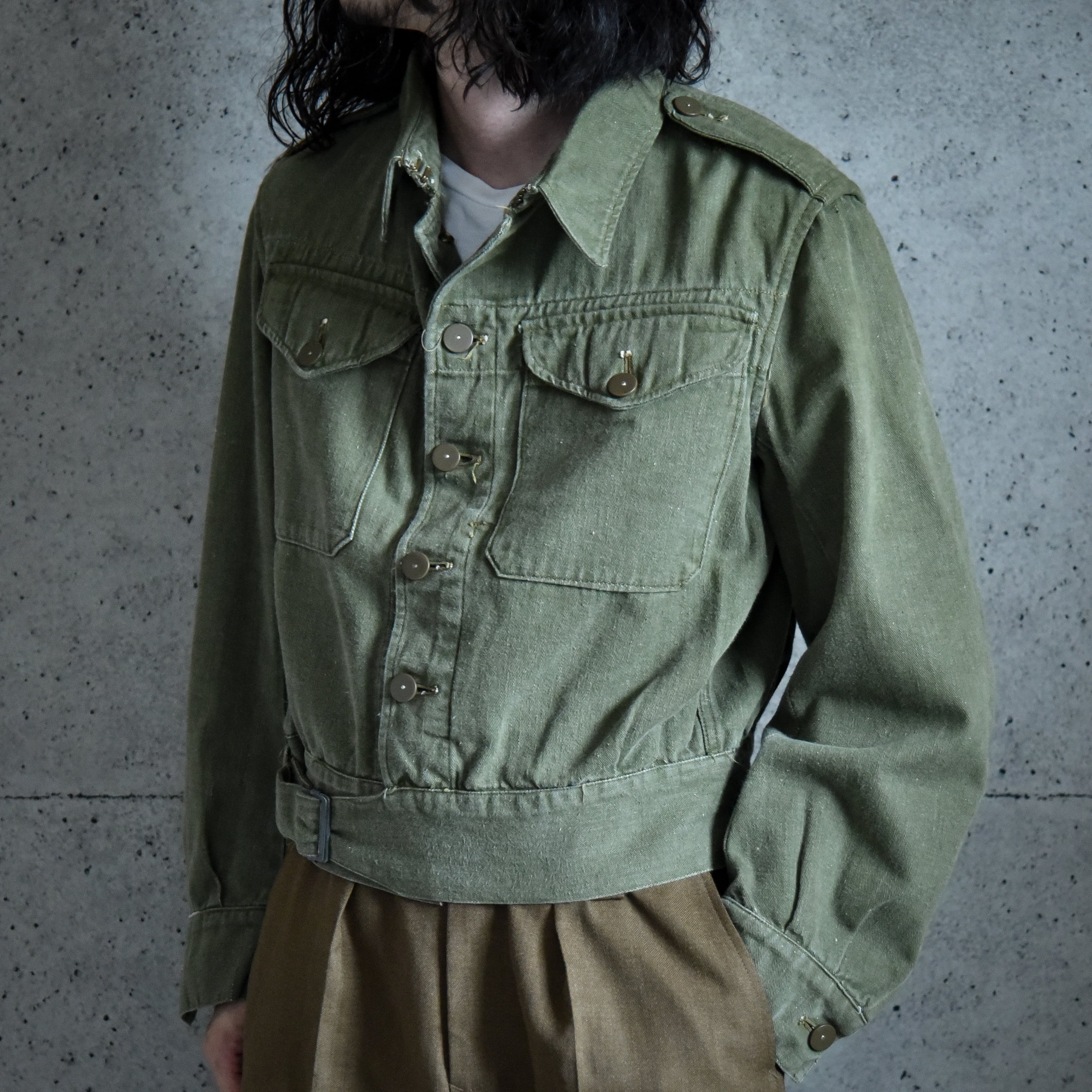 50s British Army Green Denim Battle Dress Jacket イギリス軍 ...