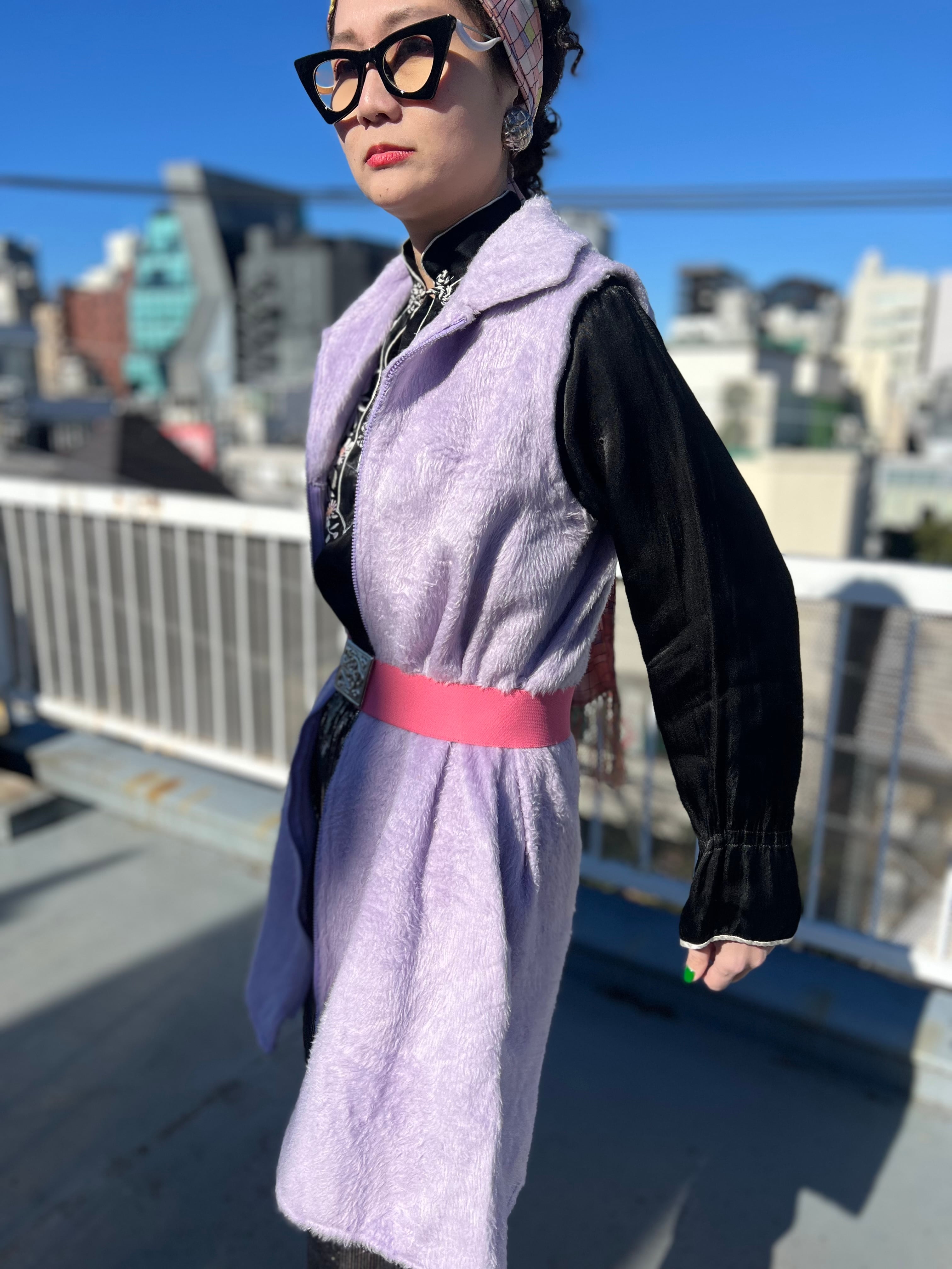 70s lavender purple fake fur vest ( ヴィンテージ ラベンダー