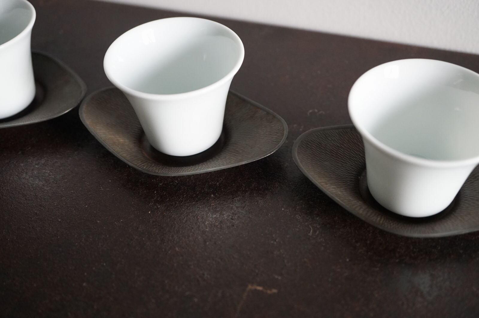 古錫　茶托　義春在銘　漢詩「霊芝」 彫刻　骨董　古美術 C-7 ヴィンテージ 古錫茶托 輝壱 | kanncha