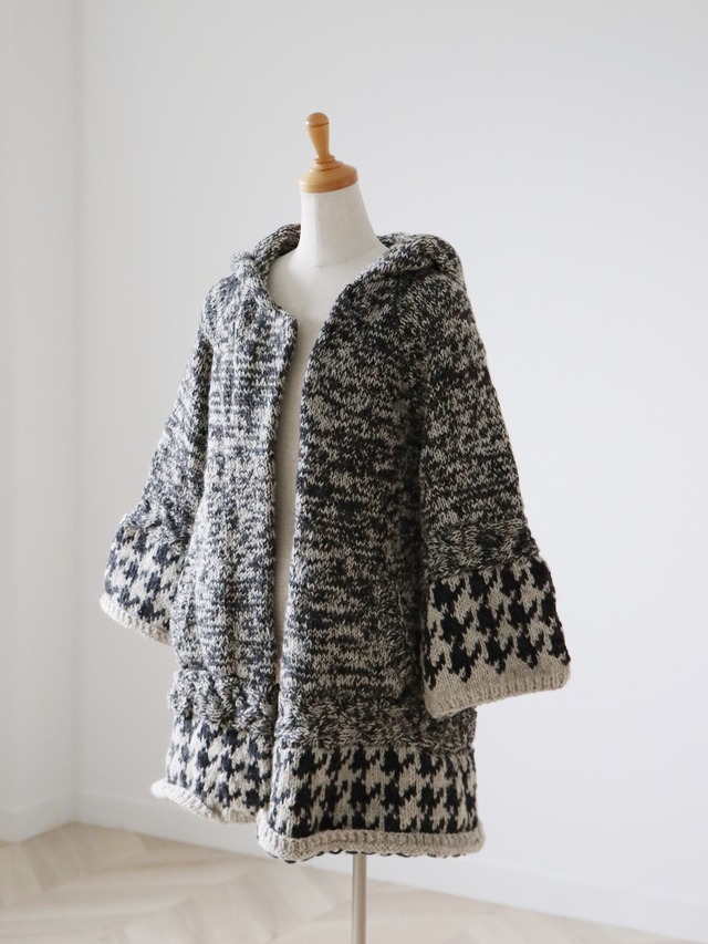 asymmetry design hoodie knit  cardigan
