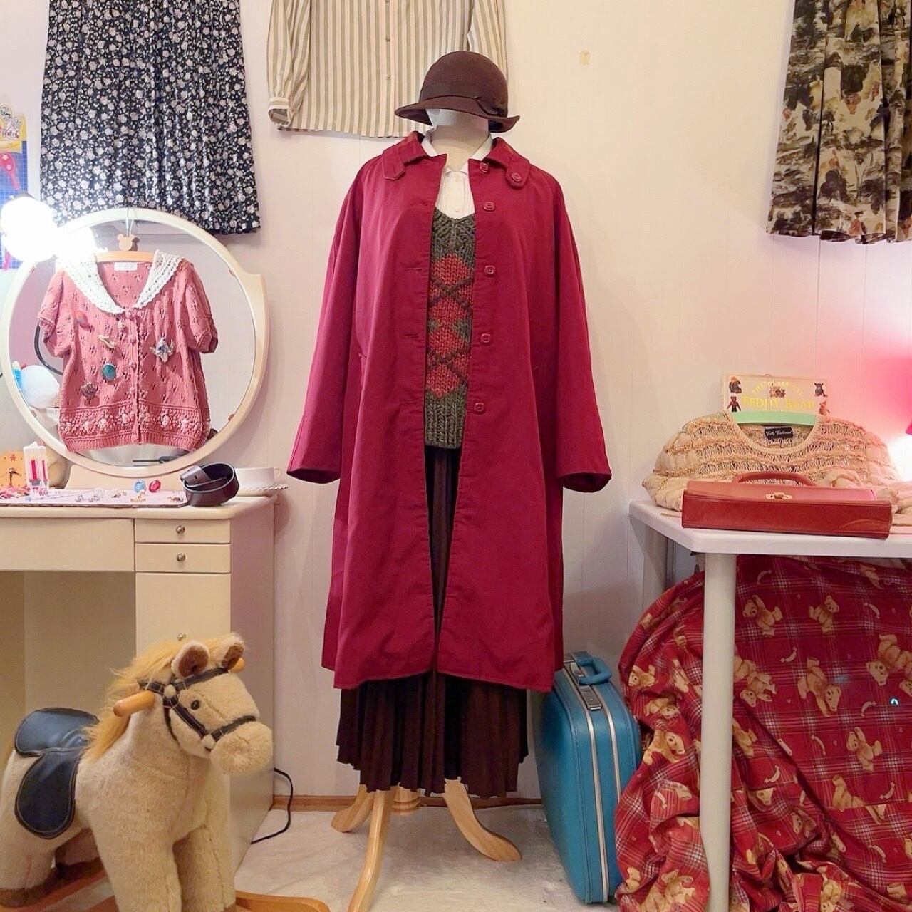 bordeaux check liner coat