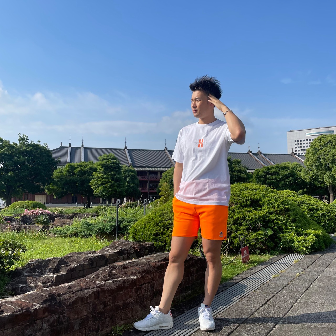 NUMBERX orange×silver (半袖T-shirt) "white"