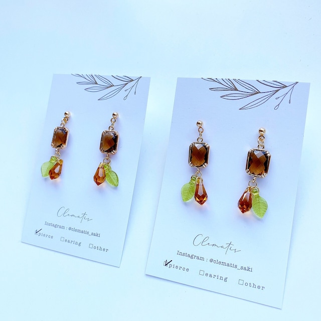 ◇M-1 秋の実イヤリング♪ -persimmon-