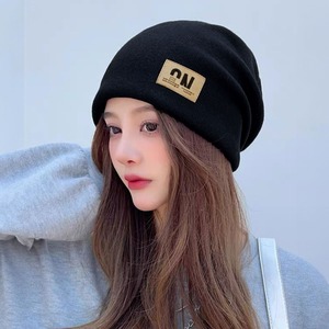 ニット帽 ロゴ 韓国 レディース メンズ リブニット 秋 冬 おしゃれ 暖かい 大人 かわいい シンプル きれいめ カジュアル 防寒 保温 柔らかい 帽子 ロゴワッペン 大人可愛い 大人女子