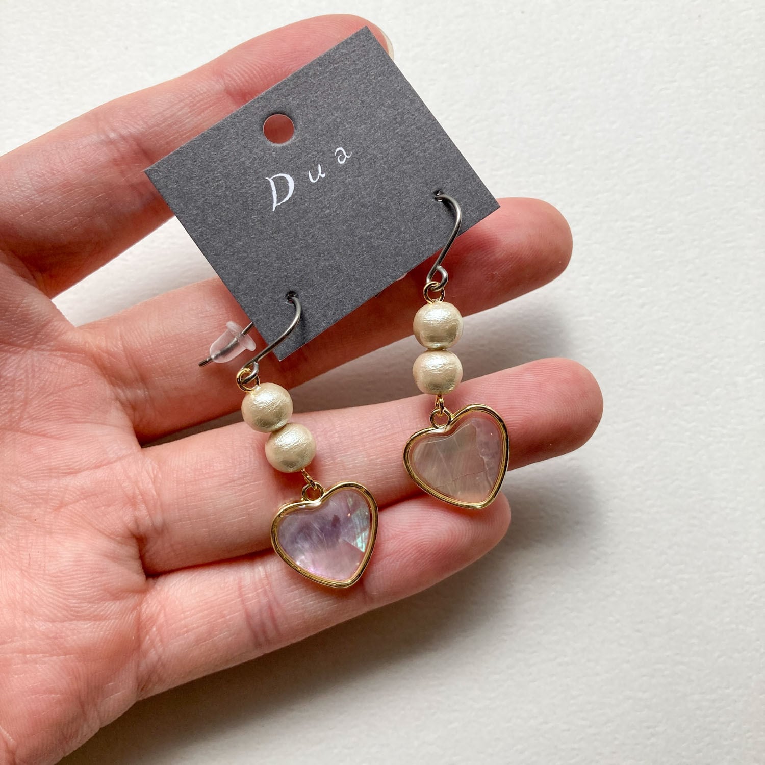 ハートシェルとコットンパールの〈ピアス/イヤリング〉 | Dua