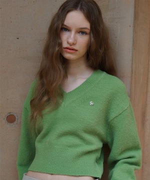 [SINOON] V NECK CROPPED SWEATER