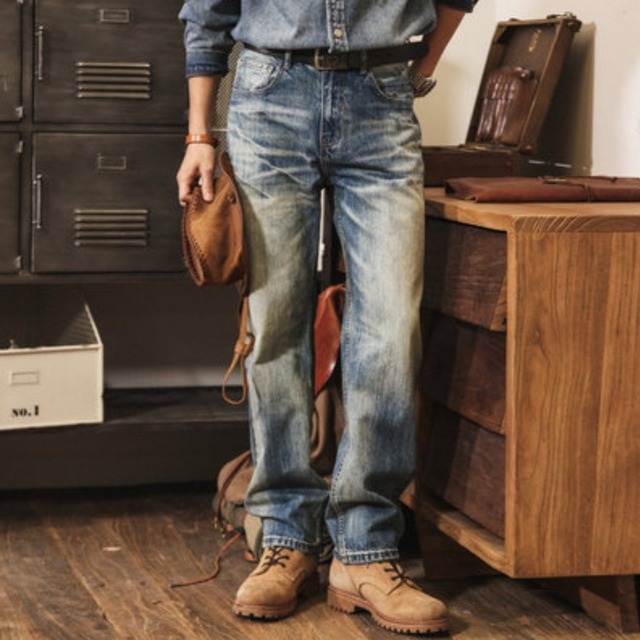 Vintage hard wash straight denim