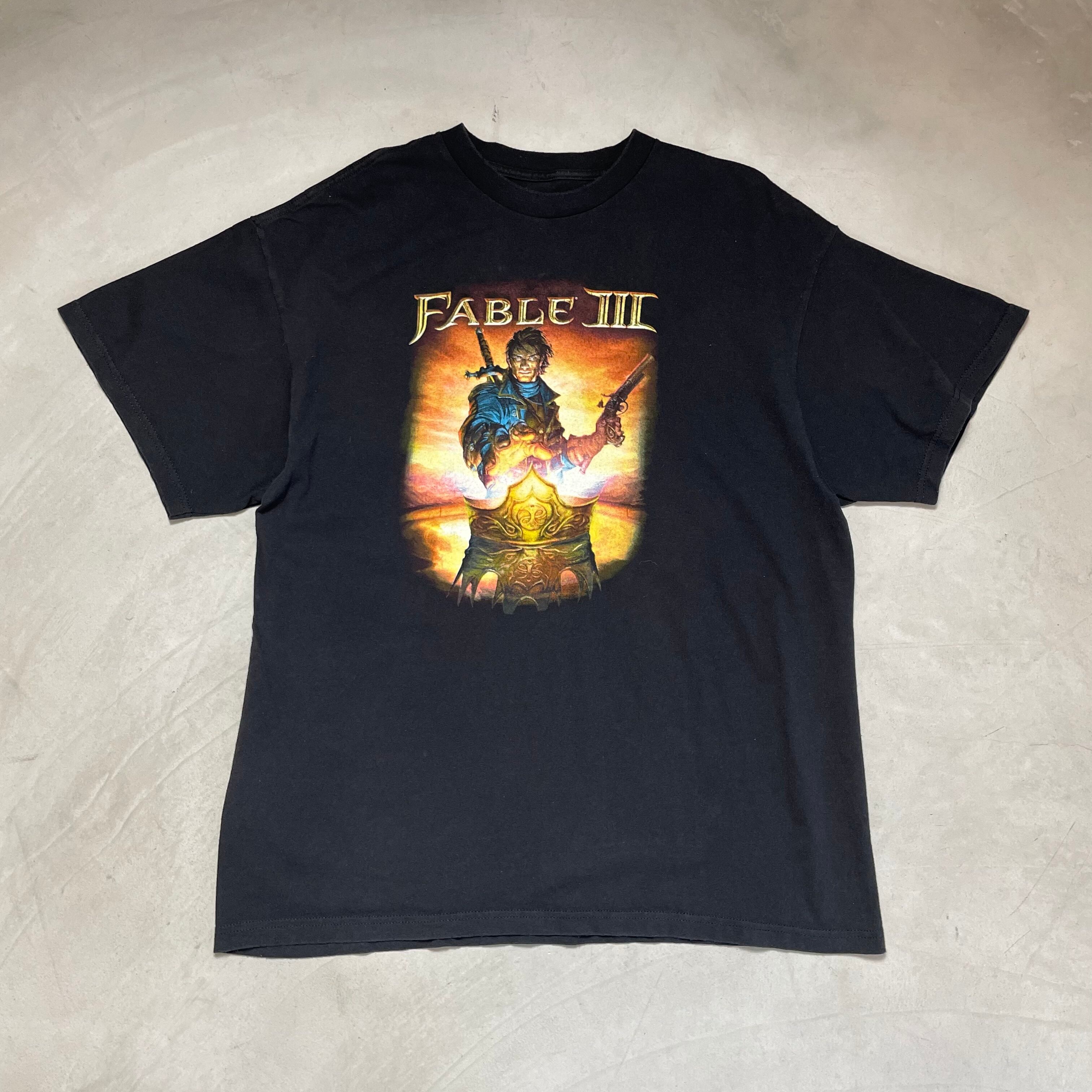 『Fable III 』(フェイブル3) ゲーム キャラクタープリント Tシャツ メンズXL 古着 水色【Tシャツ】