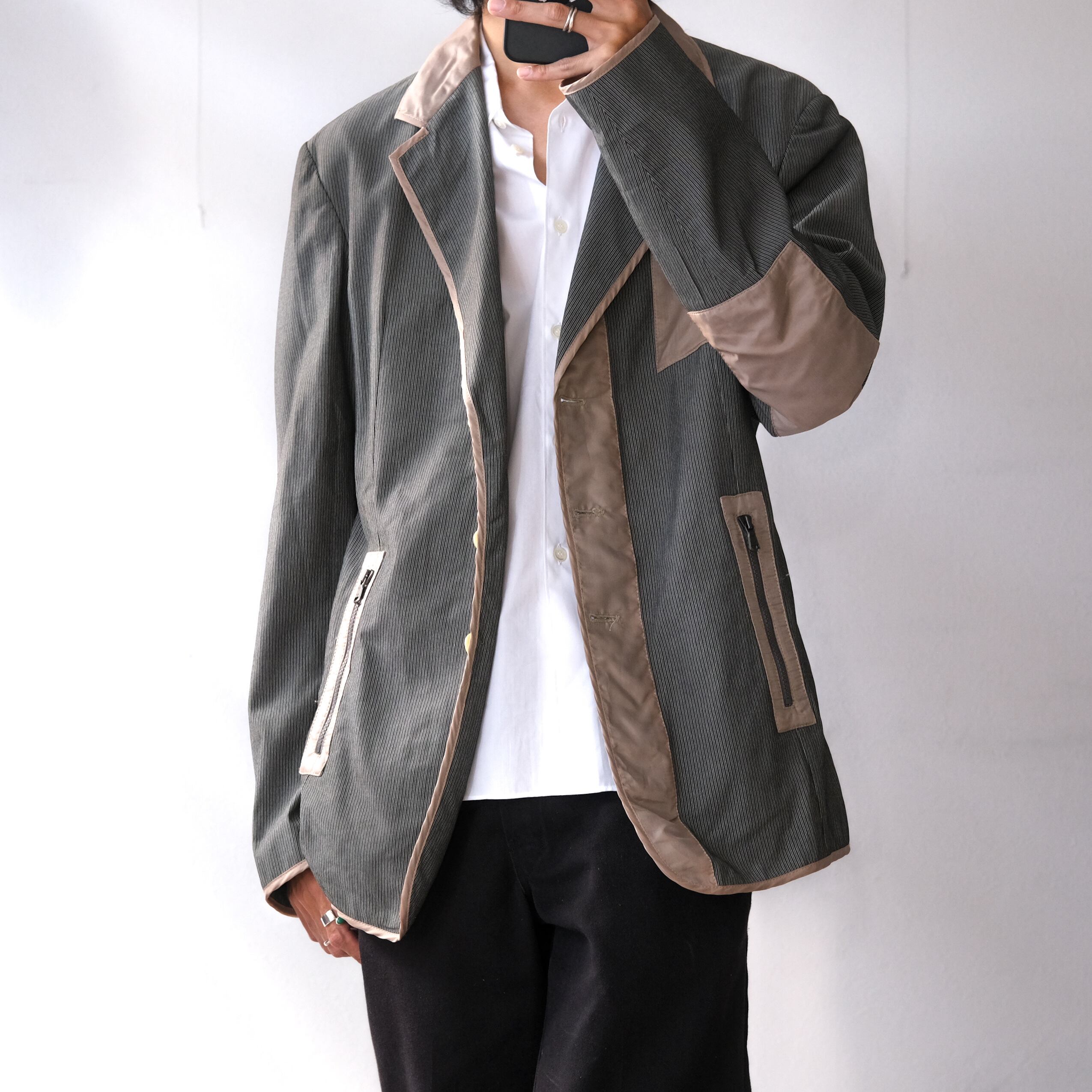 90s〜 “Emporio Armani” switching cotton × rayon tailored jacket