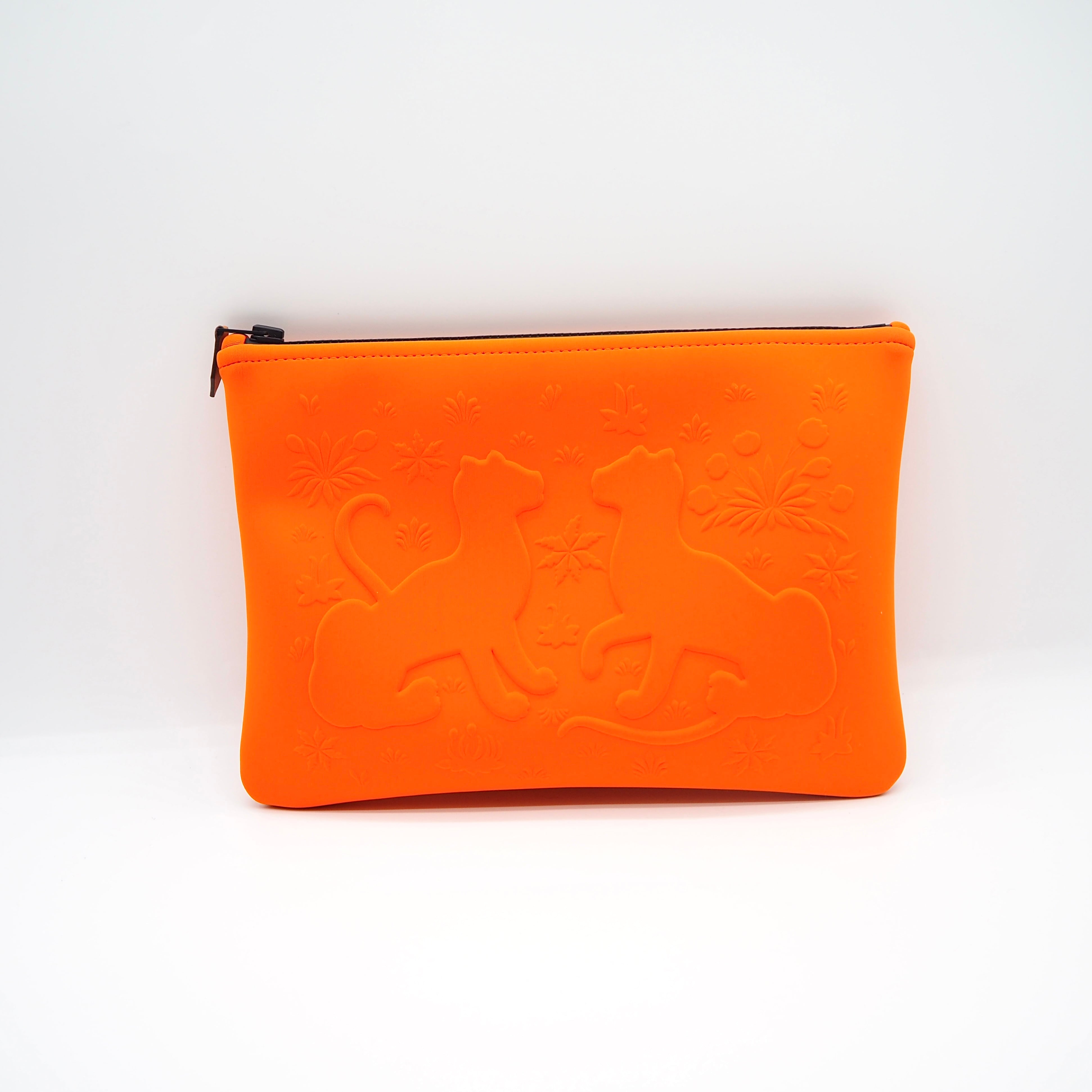 HERMES ネオバン・レオパード MM ポーチ ネオプレン オレンジ エルメス