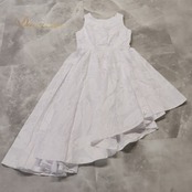 フラダンス 衣装 ワンピース ドレス マーメイドライン プルメリア柄 リーフ柄 白 ノースリーブ MermaidLine MMJ エムエムジェイ 爽やか 華やか かわいい ハワイアン アロハ 袖なし ハワイアンプリント アシンメトリー