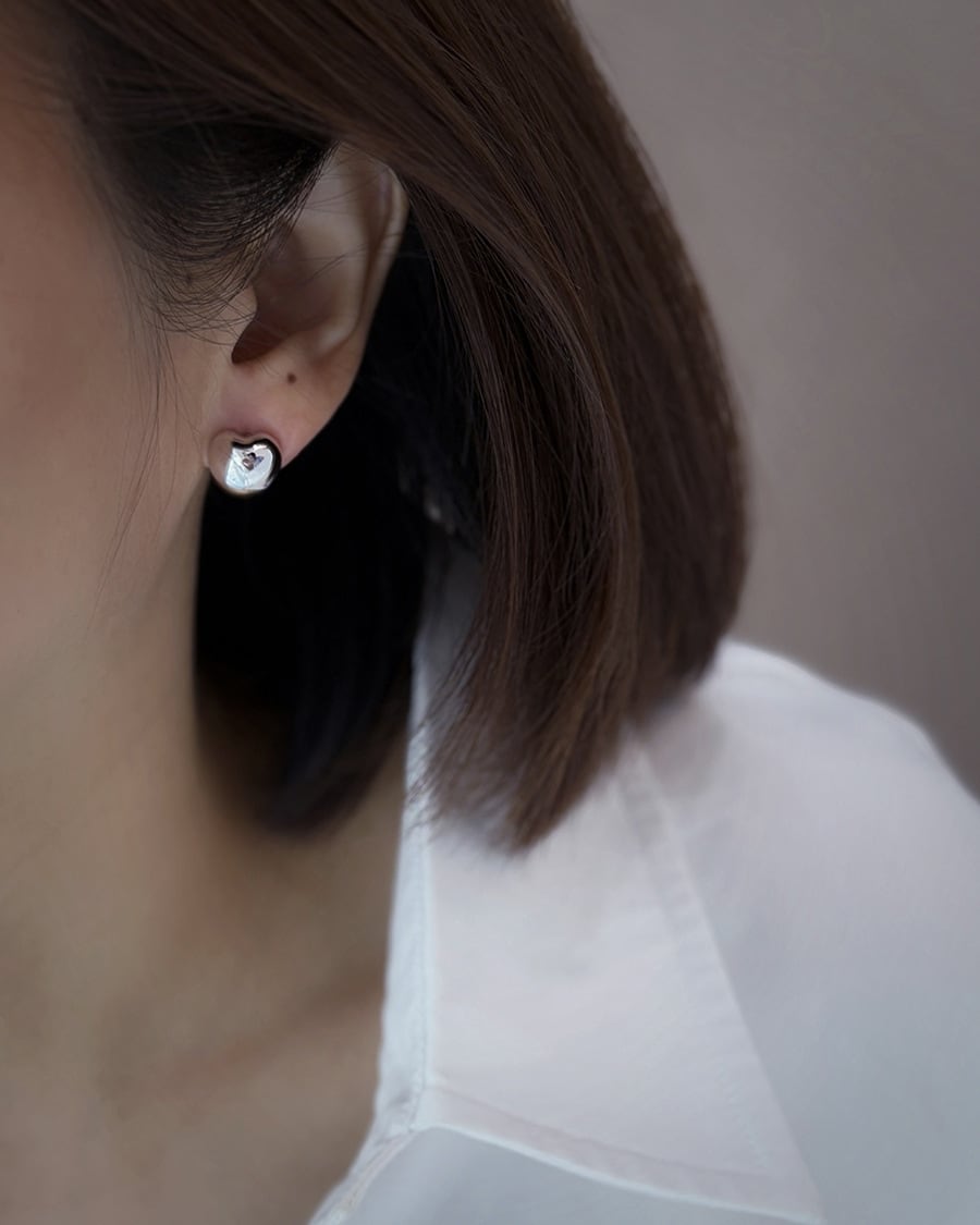 鏡面仕上げ ピアス K18 レディース 大きめ 耳アクセサリー シルバー925