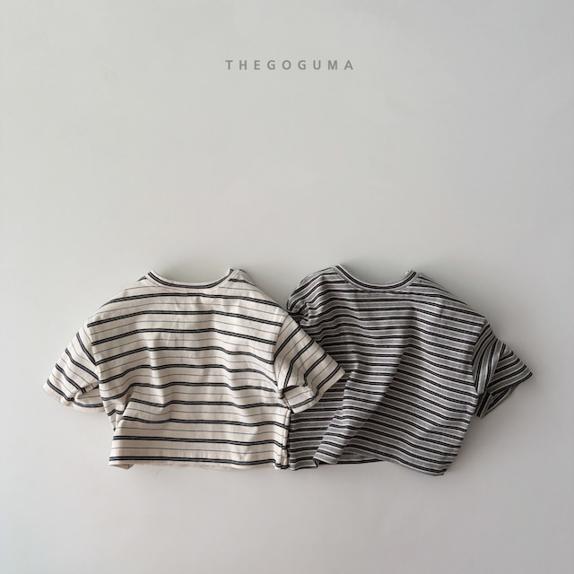【取寄】the goguma｜roy border cropped sleeve tee｜ロイダンガラ7分袖Tシャツ｜XS-JL｜kids&jr｜26 autumn