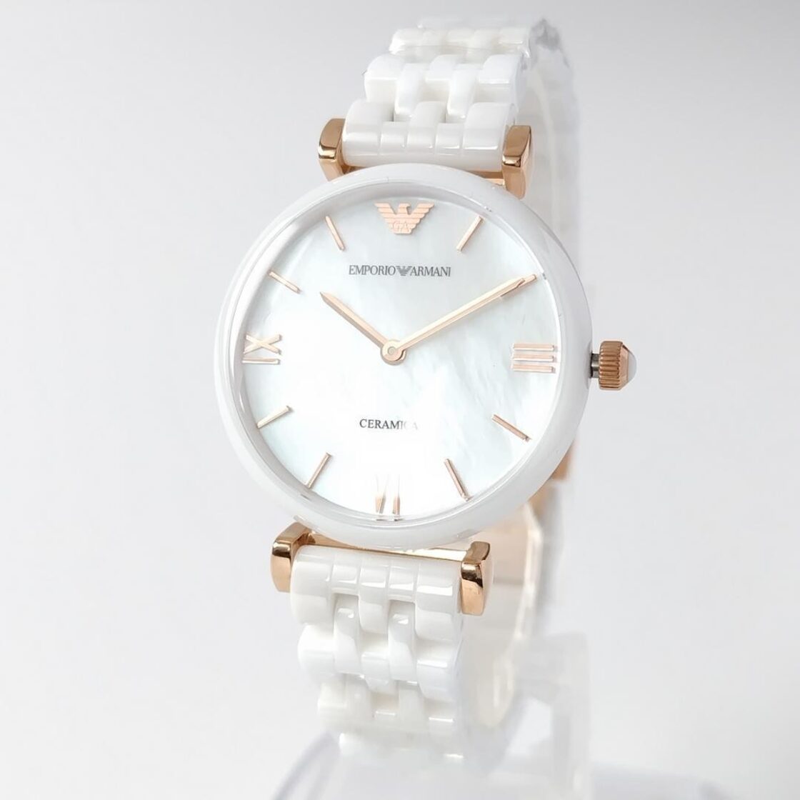 Emporio Armani Ceramica AR1486 白セラミック新品レディース高級
