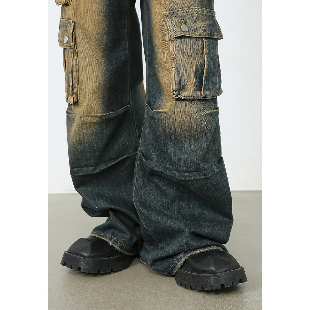 ストリート ヴィンテージマルチポケット デニムパンツ P244