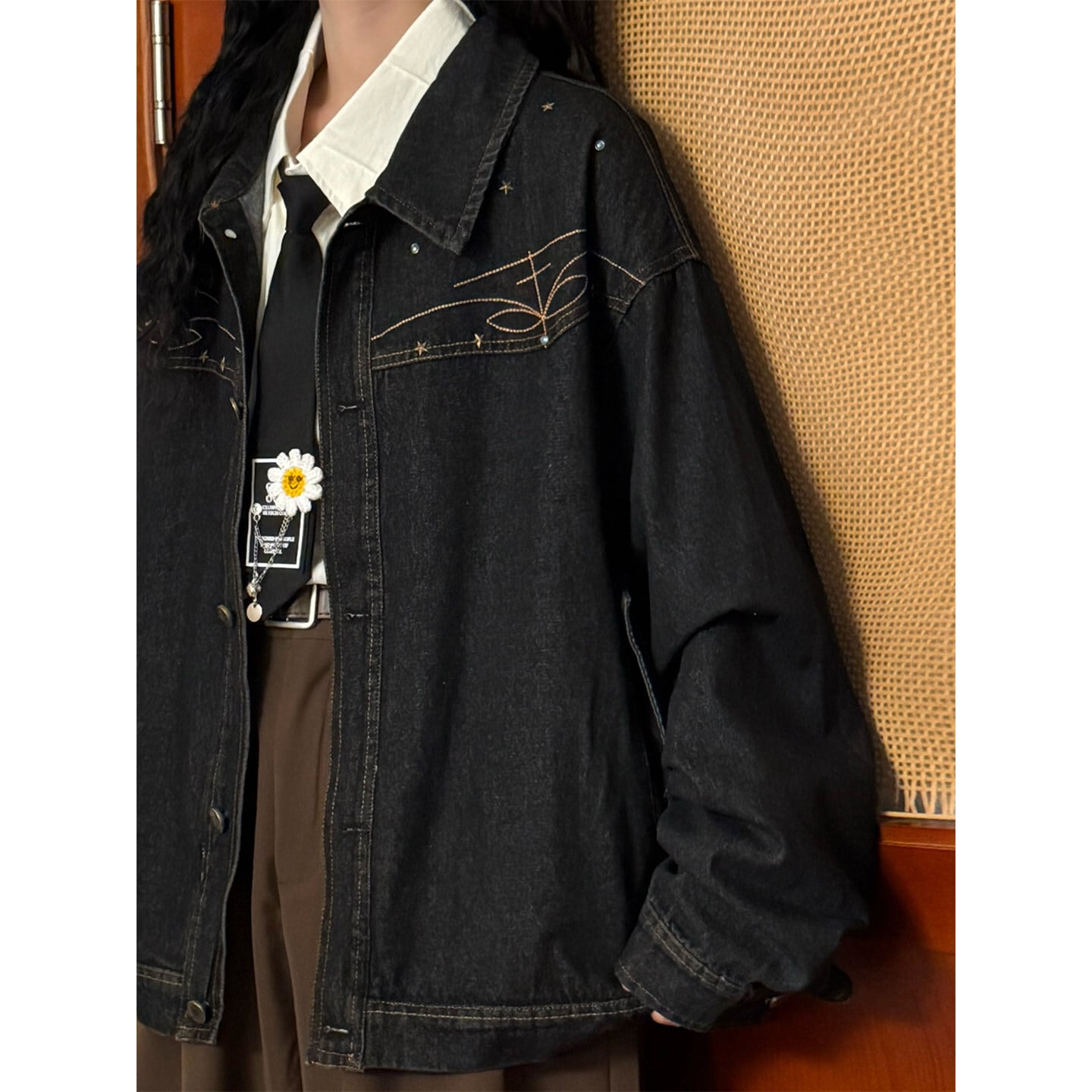 早い者ガチ！！復活ウェスタンジャケット(Lサイズ)ブラックカラー(新品同様品) UATONLINEシリーズ】☆ジャケット☆ デニムジャケット アウター 刺繍